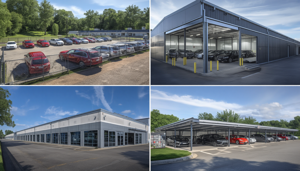 Compare car storage near me options, including outdoor, indoor, and covered vehicle storage facilities for secure parking.
