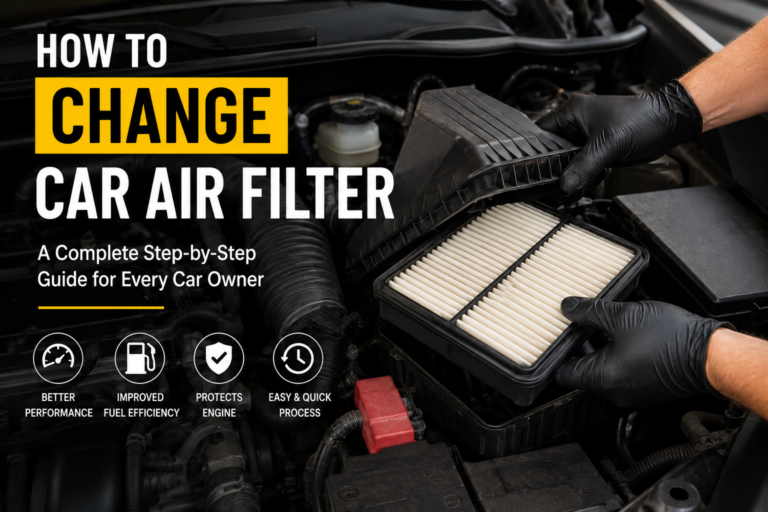 Learn how to change car air filter with this step-by-step guide showing a new engine air filter being installed for better performance and fuel efficiency.