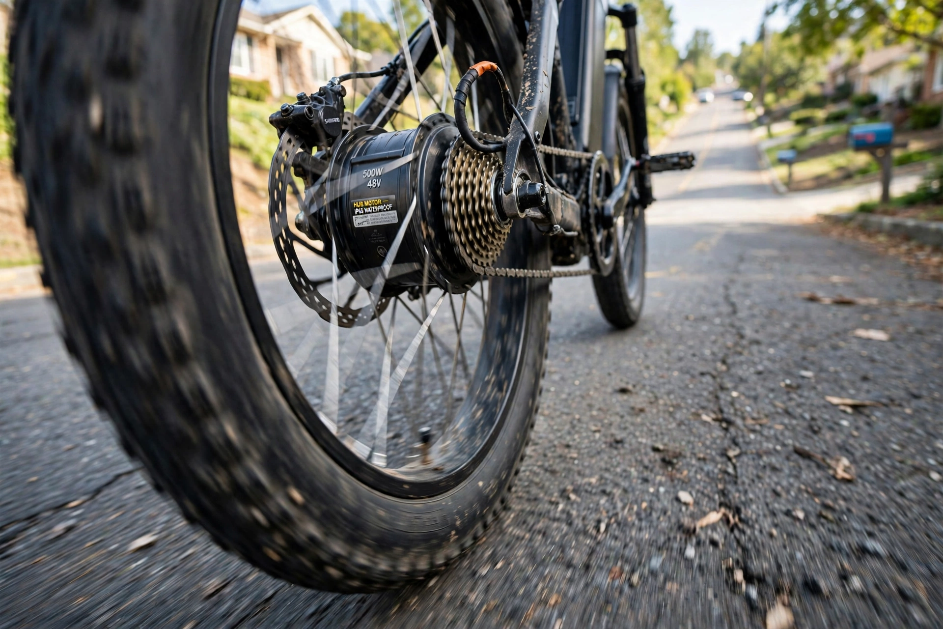 250W e-bike hub motor climbing a hill